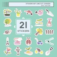 Sticker line cut Set Garden. suitable for Garden symbol. simple design editable. design template vector. simple illustration vector