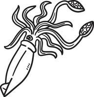 Giant Squid Coloring Page for Kids vector
