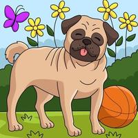 ilustración de dibujos animados de color de perro pug vector