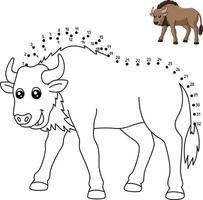 Dot to Dot Wildebeest Coloring Page for Kids vector