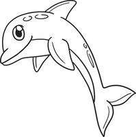 Dolphin Isolated Coloring Page for Kids vector