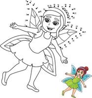 Dot to Dot Flying Fairy Coloring Page for Kids vector