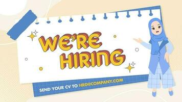 We are hiring announcement banner design with hijab woman vector