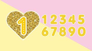 Numbers set in heart glitter pattern