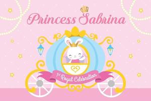 banner de fiesta real con linda princesa conejita