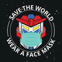 salva al mundo y usa una máscara facial salva al mundo del covid 19 coronavirus gundam usando una máscara facial.