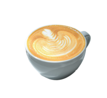 kaffe latte med hjärta mönster närbild, transparent bakgrund. png