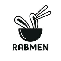 linda mascota con el logo del conejito ramen. ramen conejo ramen logo vector