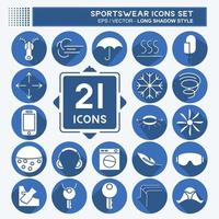 Icon Set Sportswear. suitable for education symbol. long shadow style. simple design editable. design template vector. simple illustration vector