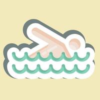 Sticker Swimming. suitable for Summer symbol. simple design editable. design template vector. simple illustration vector