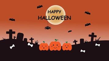 Happy halloween. Illustration of pumpkins on cemetery background vector