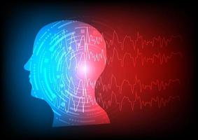 Focal seizure. Brain waves on technology background vector