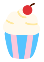 hand drawn illustration of cupcake flat style dessert png