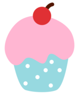 hand drawn illustration of cupcake flat style dessert png