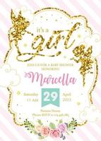 baby shower invitation card with glitter fairy vector