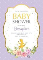 Royal Baby Shower Invitation with cute ballerina girl vector