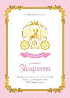 Royal Baby Shower Invitation with cute bunny ride on carriage vector