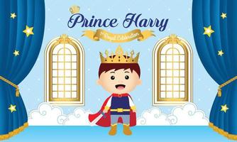 Royal Party Backdrop with cute little prince vector