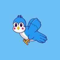 lindo pájaro azul de dibujos animados vector