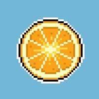 Fully editable orange fruit icon vector illustration pixel art for game development, graphic design, poster and art