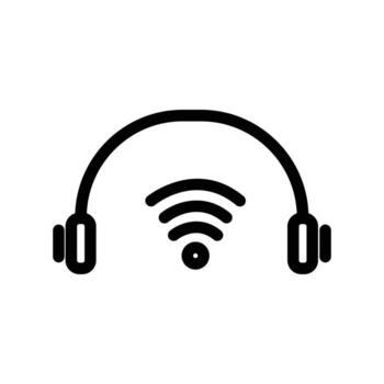 Headphone icon with signal. icon related to electronic, technology, smart device, line icon style. Simple design editable vector