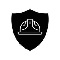 Foreman hard hat icon with shield. icon related to construction, job security, labor day. Glyph icon style, solid. Simple design editable vector