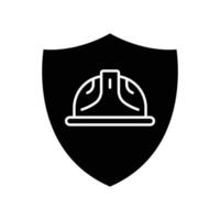 Foreman hard hat icon with shield. icon related to construction, job security, labor day. Glyph icon style, solid. Simple design editable vector