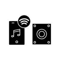 icono de teléfono móvil con caja de sonido. ícono relacionado con tecnología, dispositivo inteligente, música. estilo de icono de glifo, sólido. diseño simple editable vector