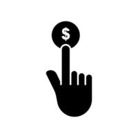 icono de toque de mano con dólar. icono relacionado con la caridad, los negocios. estilo de icono de glifo, sólido. diseño simple editable vector