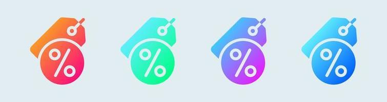 Discount solid icon in gradient colors. Percentage signs vector illustration.