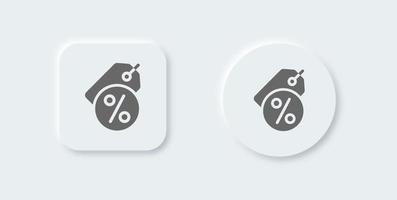 Discount solid icon in neomorphic design style. Percentage signs vector illustration.