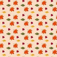 Seamless pattern with autumn leaves on a light background. Suitable for wallpaper, gift paper, pattern fill, web page background, autumn greeting cards. Vector illustration