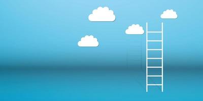 escalera a las nubes. concepto de competencia de diseño minimalista de vector