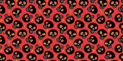 Seamless pattern with sugar skulls vector