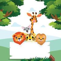 Cute animals in Zoo, Placards and banner in zoos Design for banner, layout, annual report, web, flyer, brochure, ad. vector