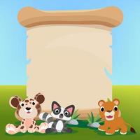 Cute animals in Zoo, Placards and banner in zoos Design for banner, layout, annual report, web, flyer, brochure, ad. vector