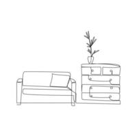 Interior vector illustration drawn in line art style