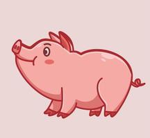 lindo cerdo caminando de pie. ilustración aislada del concepto de naturaleza animal de dibujos animados. estilo plano adecuado para el vector de logotipo premium de diseño de icono de etiqueta. personaje mascota