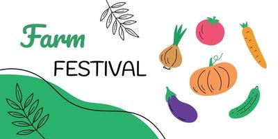 A banner with a festival farm inscription in the doodle style. vector