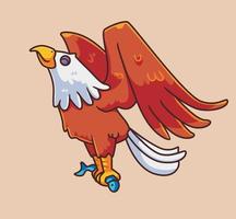 cute cartoon eagle catching a fish. isolated cartoon animal illustration vector