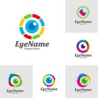 Set of Color Eye Logo Design Template. Eye Color logo concept vector. Creative Icon Symbol vector