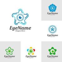 Set of Star Eye Logo Design Template. Eye Star logo concept vector. Creative Icon Symbol vector