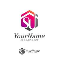 Letter SU Logo Design Template. Initial SU logo concept vector. Creative Icon Symbol vector