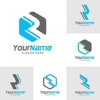 conjunto de plantilla de diseño de logotipo r inicial. vector de concepto de logotipo de letra r. símbolo de icono creativo