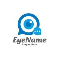 plantilla de diseño de logotipo de ojo de chat. vector de concepto de logotipo de chat ocular. símbolo de icono creativo