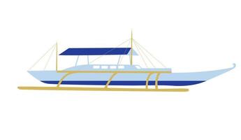 Blue boat sailboat. Traditional tourist boat. Sea transport. Philippines. vector