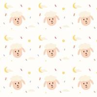 All face of sheep illustration and elements background seamless pattern in vector. vector