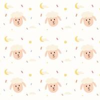 All face of sheep illustration and elements background seamless pattern in vector. vector