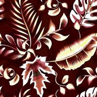 tropical fern leaves seamless pattern and plants foliage on abstract brown texture. abstract background. Floral background. nature pattern. Exotic tropics. Summer designs vector