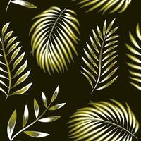 green foliage seamless pattern on night background. nature ornament. tropical leaves seamless pattern. jungle wallpaper. tropical background. Exotic tropics. Summer design. nature decorative. autumn vector